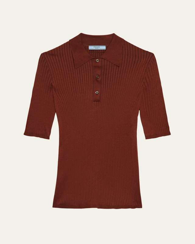 Fitted Rib Knit Polo